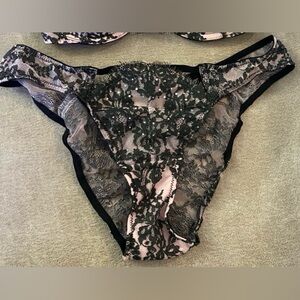 Lace Overlay Black and Pink underwear